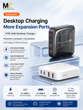 Toocki 67W GaN Multi-Port Charger Station | USB-C PD & QC Fast Desktop Charging Adapter For IPhone, MacBook Pro, Samsung, Xiaomi